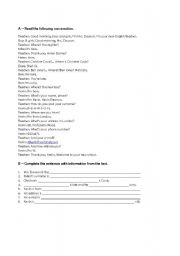 English worksheet: Personal information - dialogue