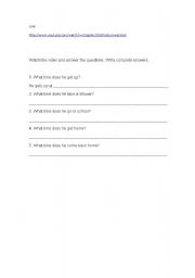 English worksheet: Daily routine video