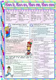 English Worksheet: There is, There are, There was, There were  rules, examples and exercises [5 tasks] KEYS INCLUDED ((2 pages)) ***editable