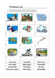 English Worksheet: extreme sports worksheet