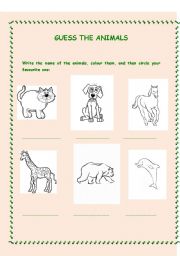 English worksheet: Guess the animals