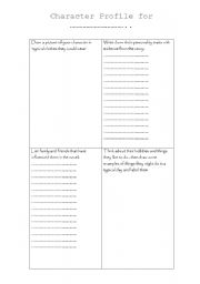 English Worksheet: Reading - creating a character profile