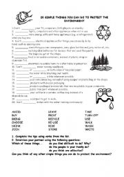 English Worksheet: SIMPLE THINGS YOU CAN DO TO PROTECT THE ENVIRONMENT