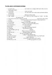 English Worksheet: Use the correct verb form(to do/doing)