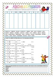 English Worksheet: Adjective and Prepositions