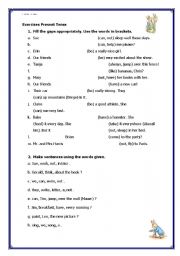 English worksheet: Exercises Present Tense