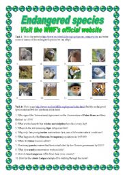 English Worksheet: Endangered Species - webquest