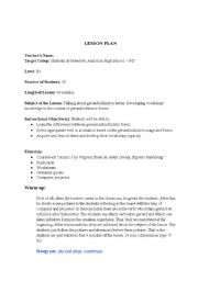 English Worksheet: lesson plan-24 Talking about gerund/infinitive forms. Developing vocabulary knowledge in the context of gerund/infinitive forms.