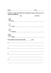 English Worksheet: Listen to food likes and dislikes 
