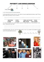 English Worksheet: 3-page POVERTY AND HOMELESSNESS + SONG worksheet