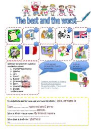 English Worksheet: SCHOOL, THE BEST AND THE WORST..