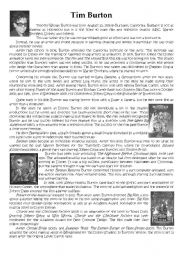 English Worksheet: Tim Burton biography