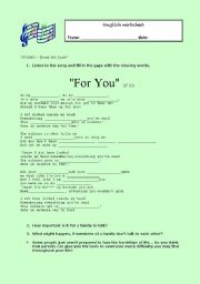 English Worksheet: song about family relationships and the hardships of life