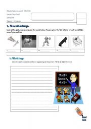 English worksheet: Vocabulary and Writing