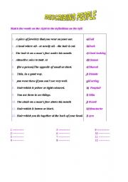 English worksheet: describing people