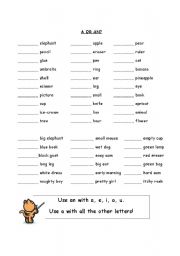 English Worksheet: A or An?