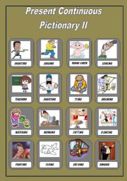 English Worksheet: Prest Continuous Pictionary
