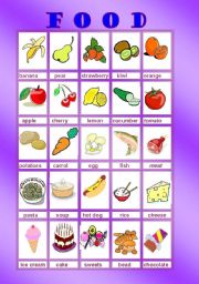 English Worksheet: FOOD FLASH CARDS