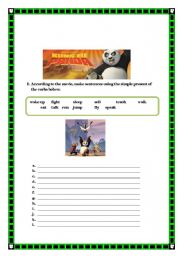 English Worksheet: Kung fu panda - simple present