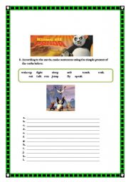 English worksheet: Kung fu panda - simple present