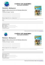 English worksheet: Madagascar worksheet