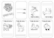 English Worksheet: FARM ANIMALS mini book B.W