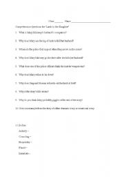English Worksheet: Lamb to the Slaughter Comprehension Questions