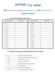 English worksheet: Present Simple