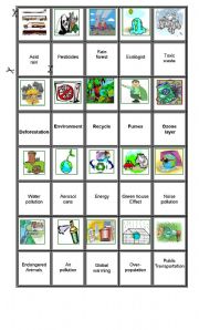 English Worksheet: pollution, the environment, domino. 