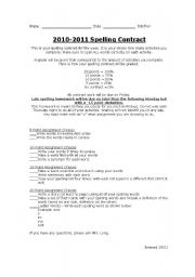 English Worksheet: Spelling Contract