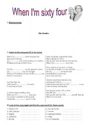 English Worksheet: When Im sixty-four