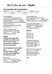 English Worksheet: song - 