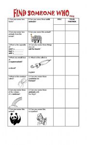 English Worksheet: Find someone who