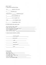 English Worksheet: can-can´t