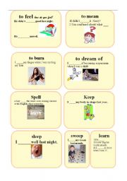 IRREGULAR VERBS  CARDS   set 2 (write the  right form) PAST SIMPLE or PRESENT PERFECT