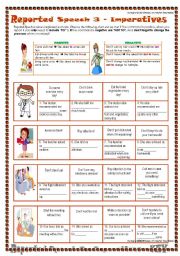 English Worksheet: 3 REPORTED SPEECH - IMPERATIVES/COMMANDS 1 - With explanation