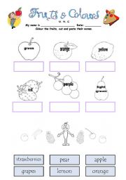 English worksheet: fruits and colors