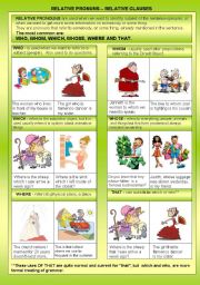 English Worksheet: DETERNINERS RELATIVE PRONOUNS - RELATIVE CLAUSES