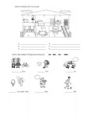 English worksheet: Parts of a House - Possessives
