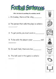 English Worksheet: Football Sentences