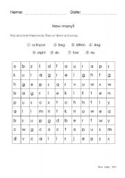 English worksheet: How many