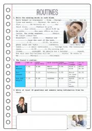 English Worksheet: ROUTINES