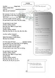 English Worksheet: Song worksheet: Zombie by the Cranberries