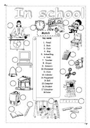 English Worksheet: Things in school