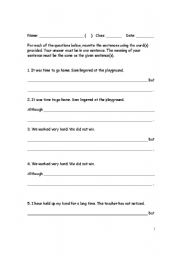 English Worksheet: Connectors of Contrast