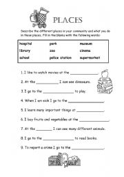 English Worksheet: places in my community