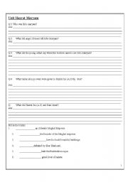 English worksheet: Work sheet about Great Mughal Emperor