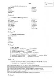 English worksheet: Quiz on pages 36-37 of the Cutting Edge Intermediate Students Book
