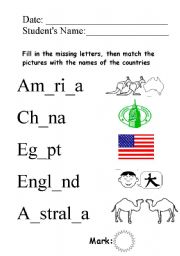 English Worksheet: Countries