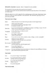 English Worksheet: speaking test part 1 - fce